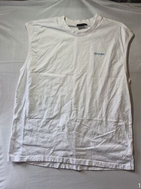 Diadora White Sleeveless Tee with Small Logo